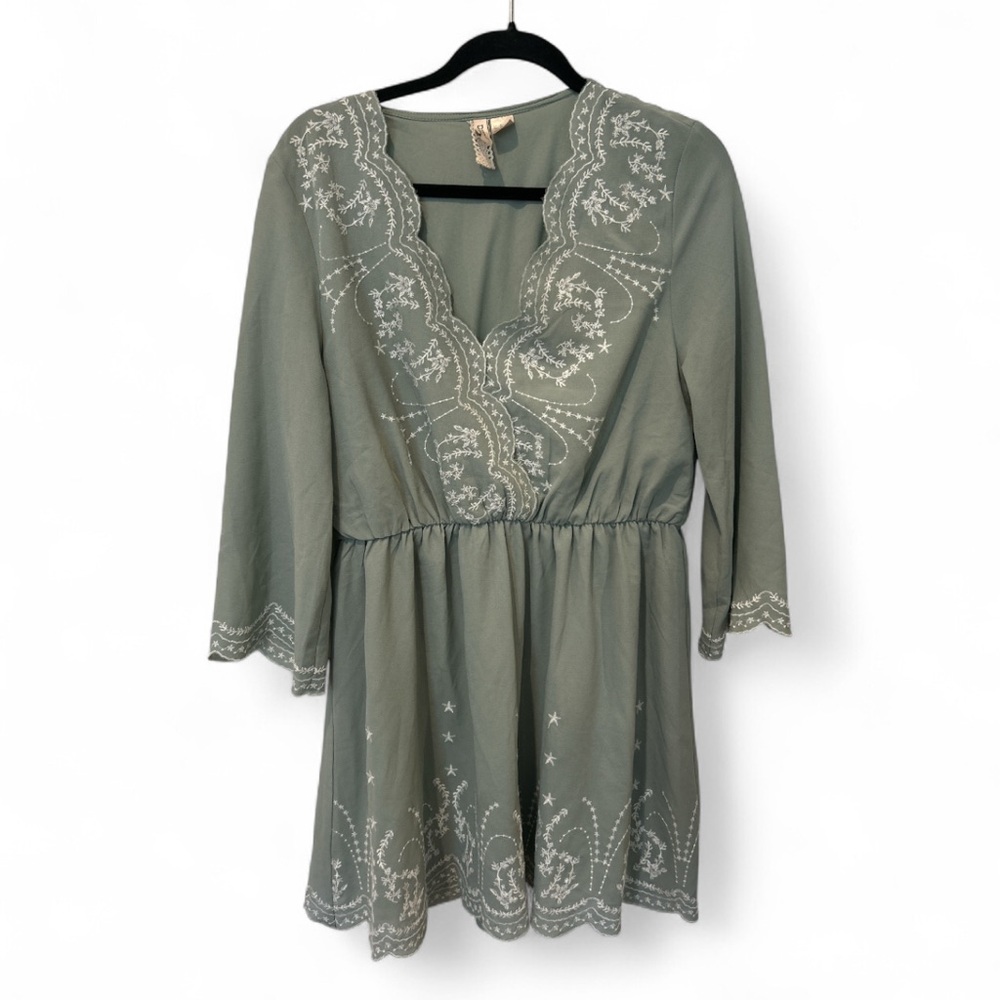 H&M Divided Sage Green dress with delicate embroidery